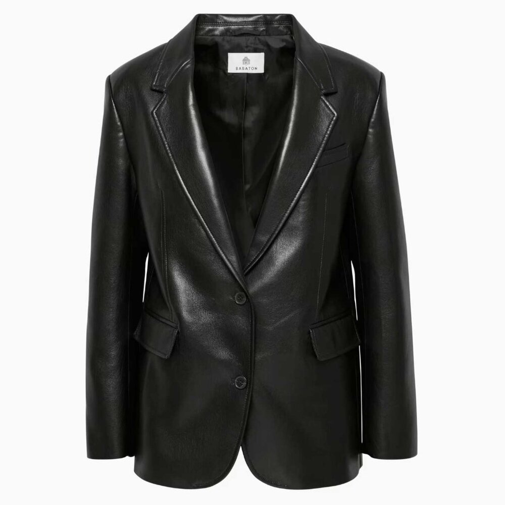 NWOT Aritzia Babaton Agency Blazer Vegan Leather, Black, Size S